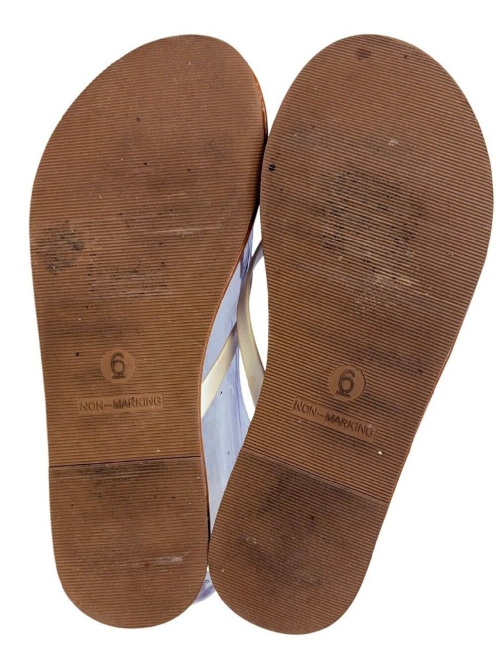 Shade & Shore Women's Size 6 Faux Leather White Strap Sandals - Picture 5 of 8